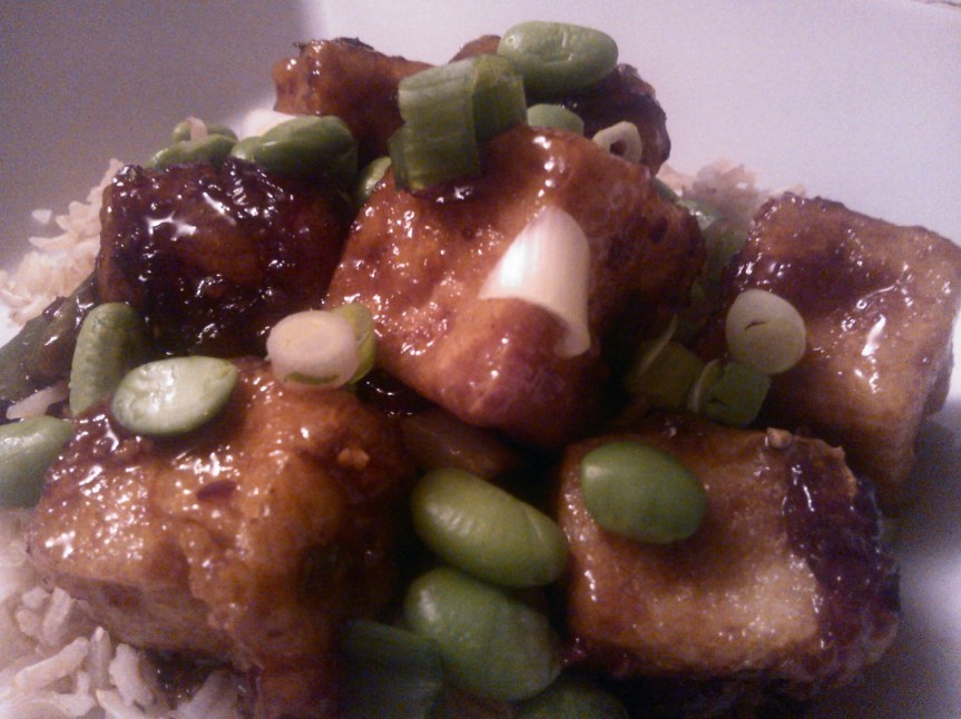 Tofu in Sweet Soy Sauce with Edamame