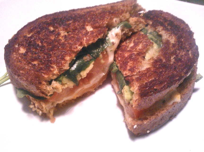 Tomato, Avo, Spinach Grilled Cheese