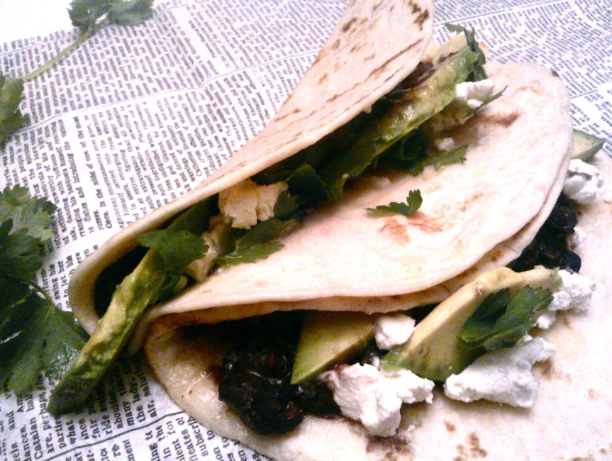 Black Bean, Avocado + Goat Cheese Tacos with a Hint of Honey-Lime