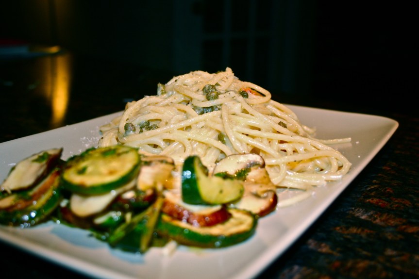 Spaghetti in a Caper Cream Sauce with&nbsp;Parmigiano