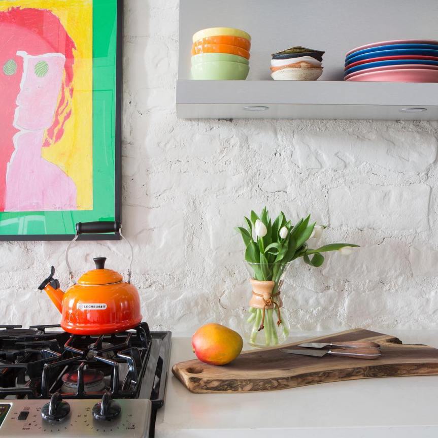 Faux White Brick Backsplash