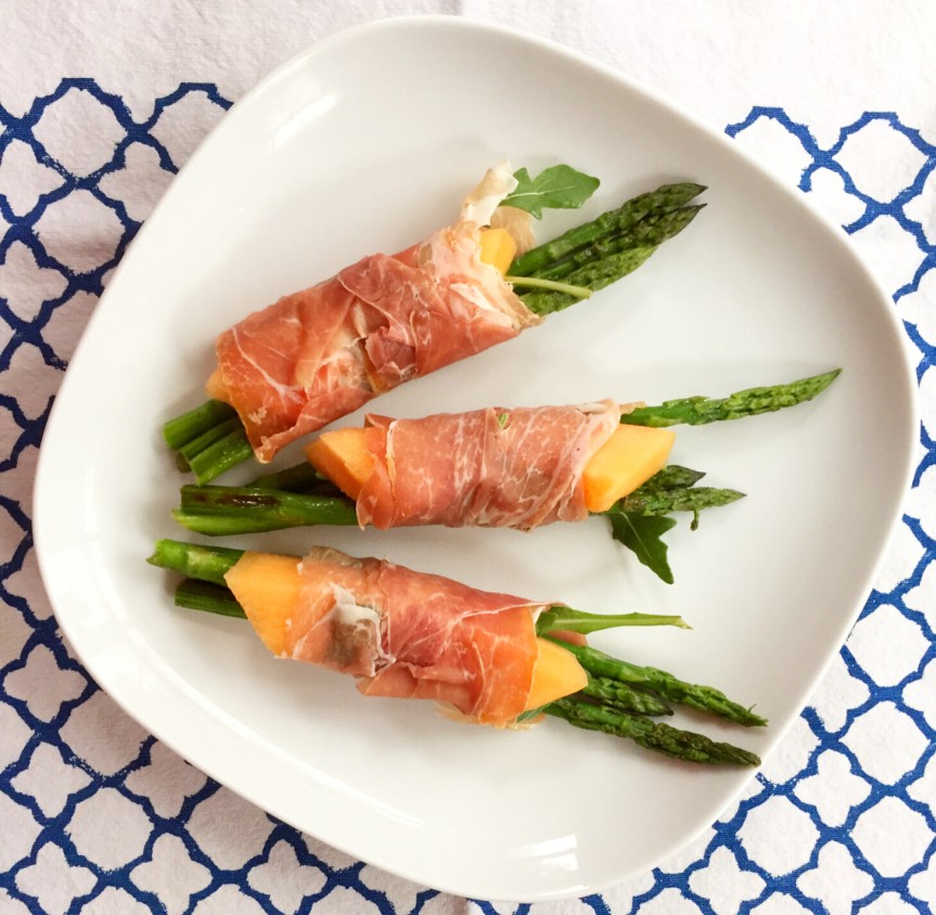 Asparagus, Melon, Arugula and Prosciutto Bundles