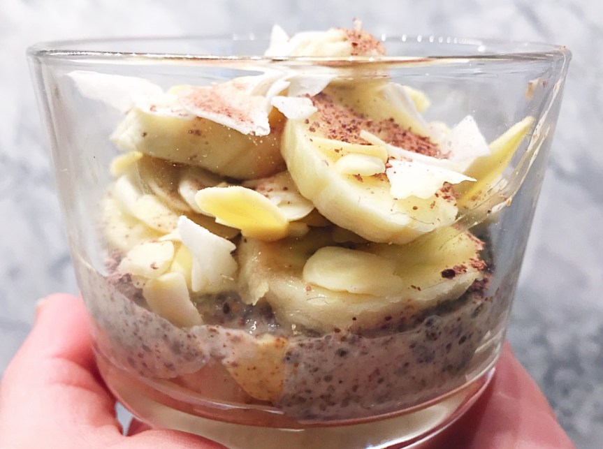 Chia and Banana Pudding with Chaga Mushroom Dust